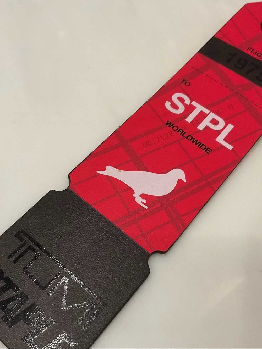 NEW Tumi x STAPLE Collaboration LOGO Leather Buckled Luggage Tag - RED & BLACK